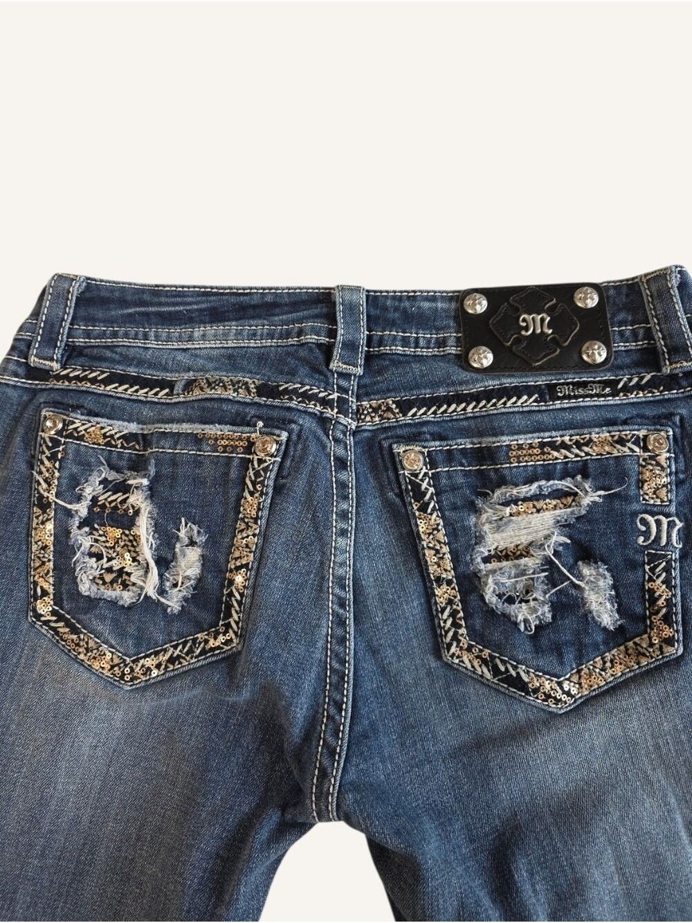 Miss Me Western Glam Bootcut Jeans 30 Y2K Cowgirl Bling Denim - Picture 2 of 11